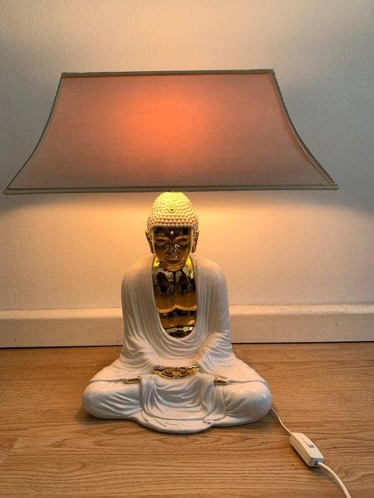 Lampe de table - Porcelaine, Plaqué or - Budha, Antiquités & Art, Art | Objets design