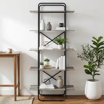 vidaXL Boekenplank 5-laags 80 x 35 x 175,5 cm PB Grijs, Huis en Inrichting, Verzenden, Nieuw