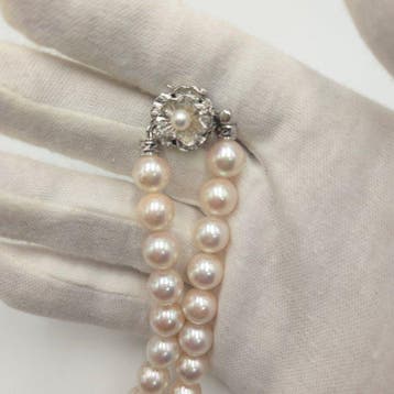Halsketting Zilver Parel - Akoya 9,5 mm 17,5 in, Handtassen en Accessoires, Nieuw