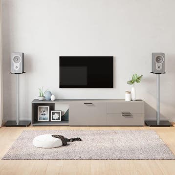 vidaXL Luidsprekerstandaards 2 st 1 pijler gehard glas zwart, Verzenden, Nieuw