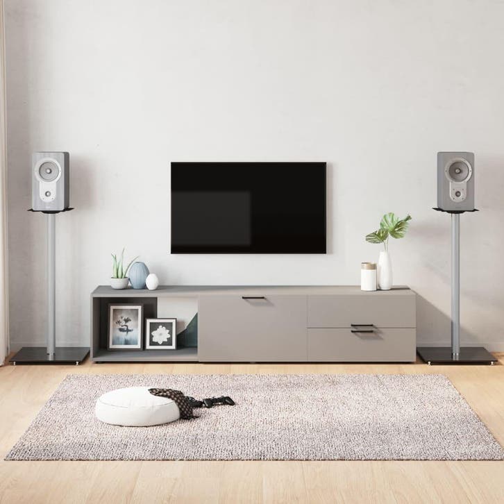 vidaXL Luidsprekerstandaards 2 st 1 pijler gehard glas zwart, Audio, Tv en Foto, Luidsprekerboxen, Nieuw, Verzenden