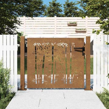 vidaXL Poort 100x75 cm bamboe-ontwerp cortenstaal, Verzenden, Nieuw