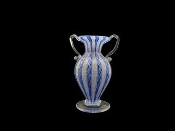 Vase - Blue Latticino, Aventurine, Poignées doubles - Verre