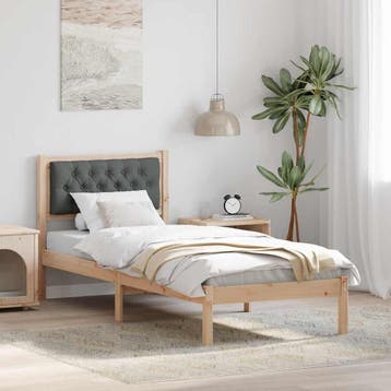 vidaXL Bedframe Donkergrijs 90 x 200 cm Massief grenenhout, Verzenden, Nieuw