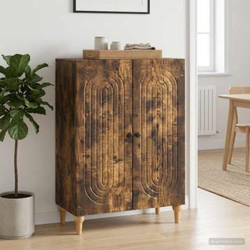 vidaXL Dressoir Gerookt eiken 66 x 34,5 x 90 cm Bewerkt hout, Verzenden