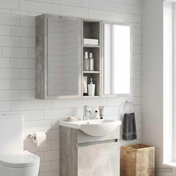 vidaXL Badkamer wandkast Beton Grijs 20 x 14 x 70 cm, Verzenden