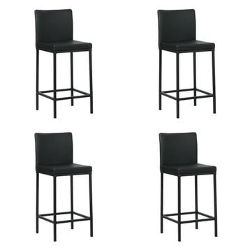 Set van 4 Leren barkrukken Break laag - Toledo Nero (zwart), Nieuw, Leer, Ophalen of Verzenden, 90 cm of meer