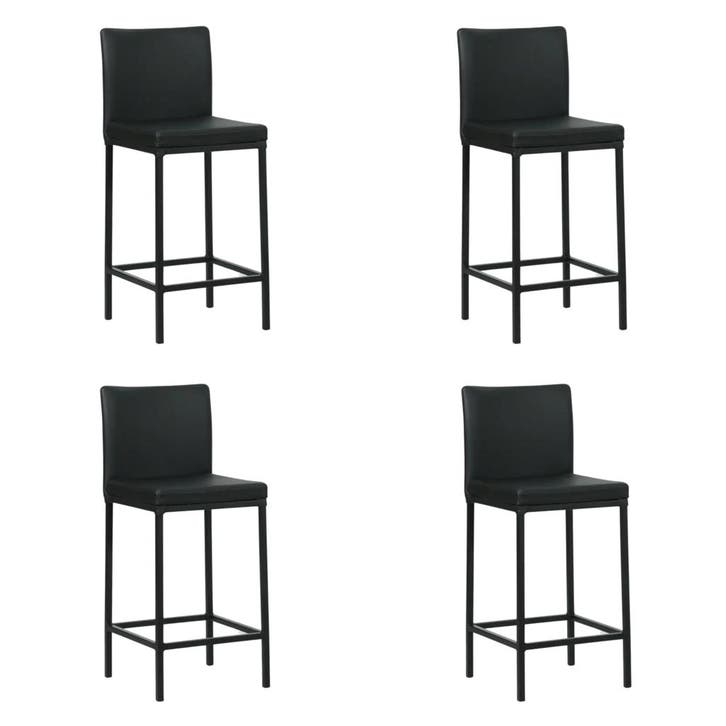Set van 4 Leren barkrukken Break laag - Toledo Nero (zwart), Huis en Inrichting, Barkrukken, Nieuw, 1 kruk, Leer, 90 cm of meer