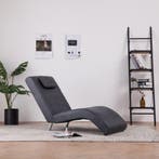 vidaXL Chaise longue met kussen kunstsuède grijs, Verzenden, Nieuw
