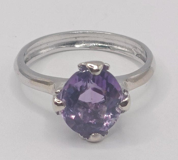Ring - 18 karaat Witgoud Amethist - Aantrekkelijke ring met, Bijoux, Sacs & Beauté, Bagues