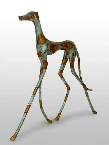 Abdoulaye Derme - sculptuur, Lévrier stylisé en bronze - 33
