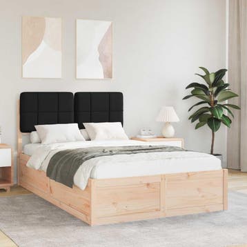 vidaXL Bedframe met Gevoerde Hoofdbord Zwart 120 x 200 cm, Verzenden, Nieuw