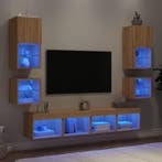 vidaXL 8-delige Tv-wandmeubelset met LED bewerkt hout sonoma, Verzenden, Nieuw