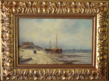 Lodewijk Busing / HS Hultman (1965) - Bomschuiten op strand, Antiquités & Art