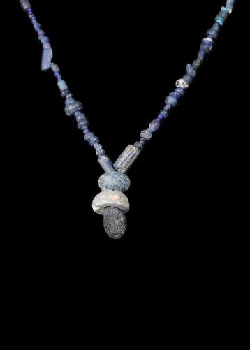 Oud-Romeins Donkerblauw glas Kralenketting (Zonder, Antiek en Kunst