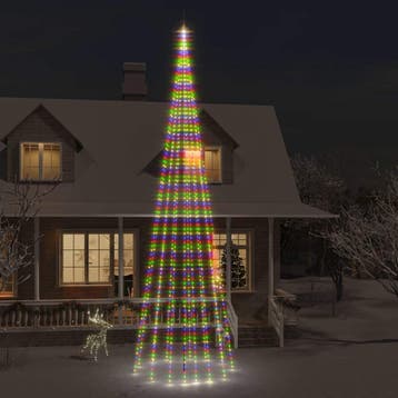 vidaXL Vlaggenmast kerstboom 1134 LEDs meerkleurig 800 cm, Verzenden, Nieuw