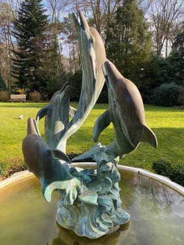 Sculptuuur voor buiten, Dolfins - 172 cm - Brons