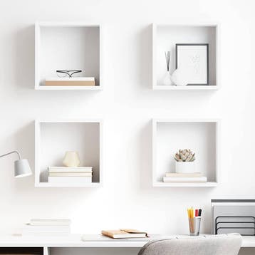 vidaXL Wandschappen kubus 4 st 30x15x30 cm wit, Verzenden