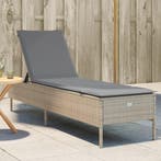 vidaXL Ligbed met kussen poly rattan beige, Verzenden, Nieuw