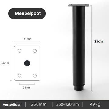 Meubelpoot Verstelbaar 25-42cm Bankpoten - Meubelpoten - Meu, Verzenden, Nieuw