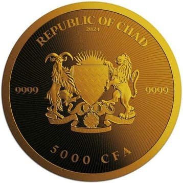 Tsjaad. 5000 Francs 2024 1 oz Chad Cannabis Jamaica Flag 24k