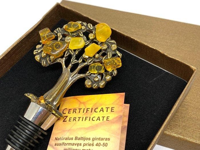 Certificaat en cadeauverpakking - Baltisch amber Levensboom, Collections, Minéraux & Fossiles