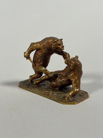 Christophe Fratin (1801-1864) - sculptuur, Combat dours - 5