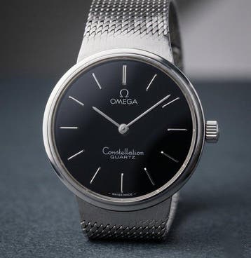 Omega - Vintage Constellation Quartz – Black Dial –, Handtassen en Accessoires, Horloges | Heren, Nieuw