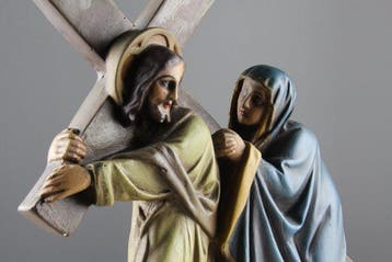 Beeld, Jesus Meets His Mother - 34 cm - Gips