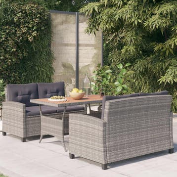 vidaXL 3-delige Tuinset poly rattan en massief acaciahout, Verzenden, Tuinset