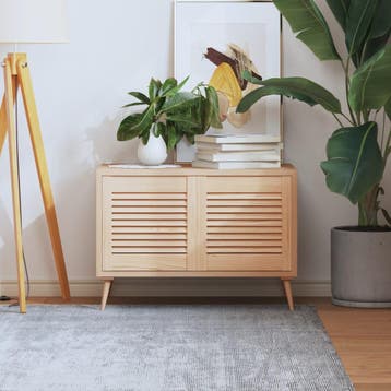 vidaXL Kastdeuren met lamellen 2 st 39,5x39,4 cm massief, Verzenden