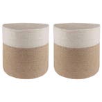 vidaXL Plantenpot Set 2 pcs Natuurlijk en Wit Ø 28 x 28 cm, Verzenden, Nieuw