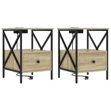 2 tables chevet chene Sonoma - Seconde chance, etat neuf, Maison & Meubles, Verzenden