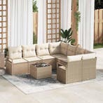 vidaXL Bankstel met kussen met opslag 9 pcs Beige en Crème, Verzenden, Nieuw