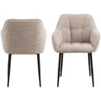 De Rebellenclub Nivala Eetkamerstoel - Set Van 2 - Beige Met, Verzenden, Zo goed als nieuw