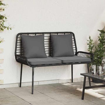 vidaXL Tuinbank Zwart en Anthraciet poly rattan, Tuin en Terras, Verzenden, Nieuw