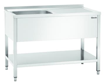 RVS spoelwerktafel met 1 spoelbak en bodemschap +, Verzenden