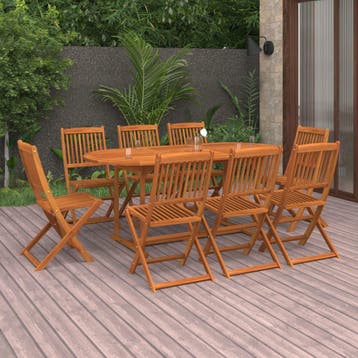 vidaXL 9-delige Tuinset 180x90x75 cm massief acaciahout, Verzenden, Nieuw, Tuinset