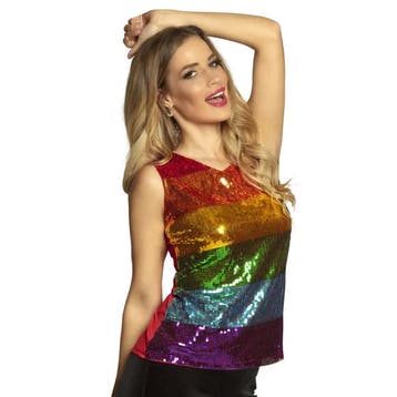 Regenboog Flapper Top Pailletten, Verzenden