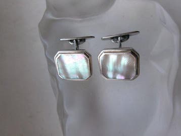 Zilver, parelmoer - Manchetknopen - Art Deco
