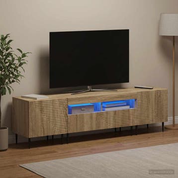 vidaXL 3-delige LED TV-kast Sonoma Eiken Bewerkt hout, Huis en Inrichting, Kasten |Televisiemeubels, Verzenden, Nieuw