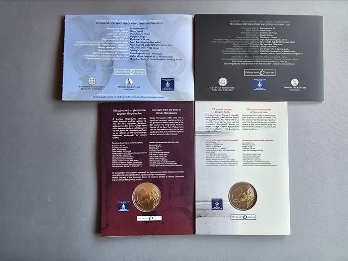 Griekenland. 2 Euro 2014/2016 (4 coincards) (Zonder, Postzegels en Munten, Munten | Europa | Niet-Euromunten