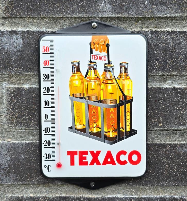 Texaco emaille thermometer, Collections, Marques & Objets publicitaires, Envoi