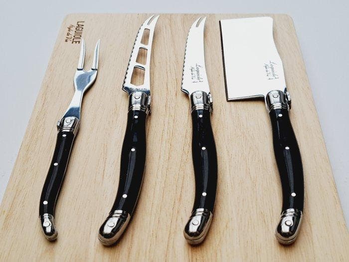 Laguiole - 8x Cheese knives - Wood Serving Board - style de, Antiquités & Art, Antiquités | Ustensiles de cuisine