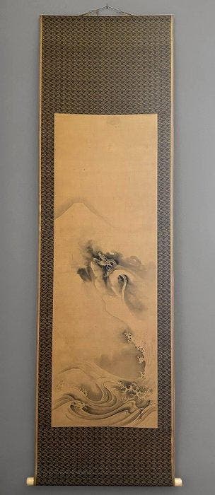 Japanse kunst kakejiku kakemono - wandscroll - Draak die