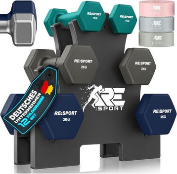 Dumbells set - Gewichten set - Halterset - 12 kg - RE:SPORT, Sport en Fitness, Verzenden, Nieuw