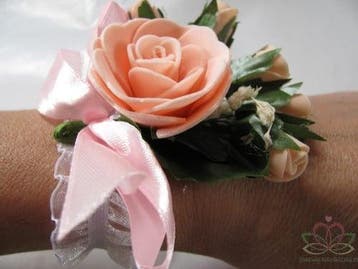 Polscorsage Peach Roze bandje van elastisch Kant klaar, Nieuw