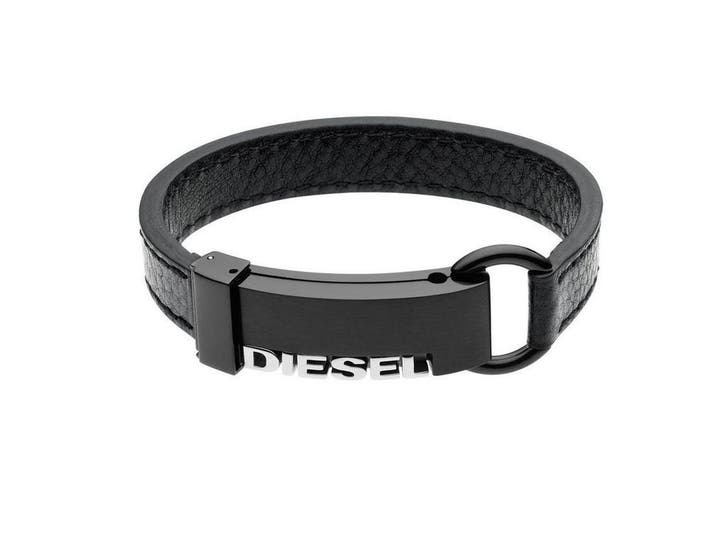 Diesel Step Up - Heren Armband - Zwart Leer met Logo - 21 cm, Vêtements | Hommes, Vêtements Homme Autre, Envoi