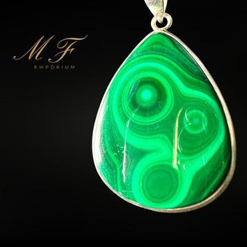 Premium - Malachite naturelle - Argent 925 Bijoux - Hauteur