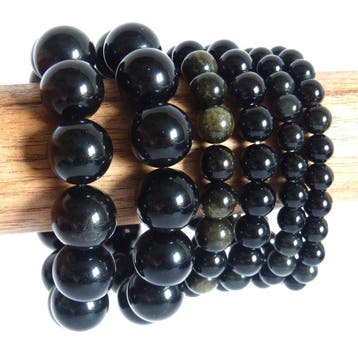 Collectie Mexicaanse obsidiaanarmbanden - 8 cm- 215 g, Verzamelen